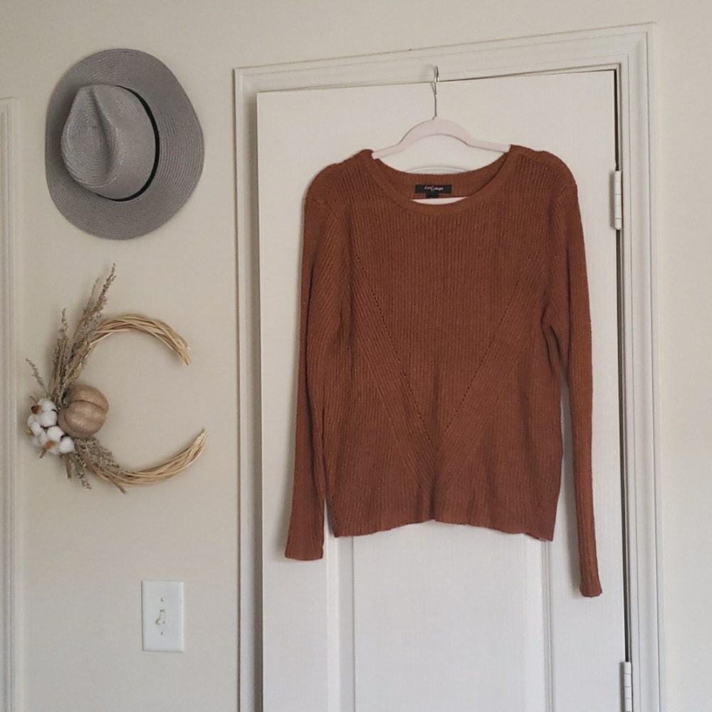 Long Sleeve Knitted Sweater Burnt Orange